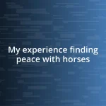 My experience finding peace with horses