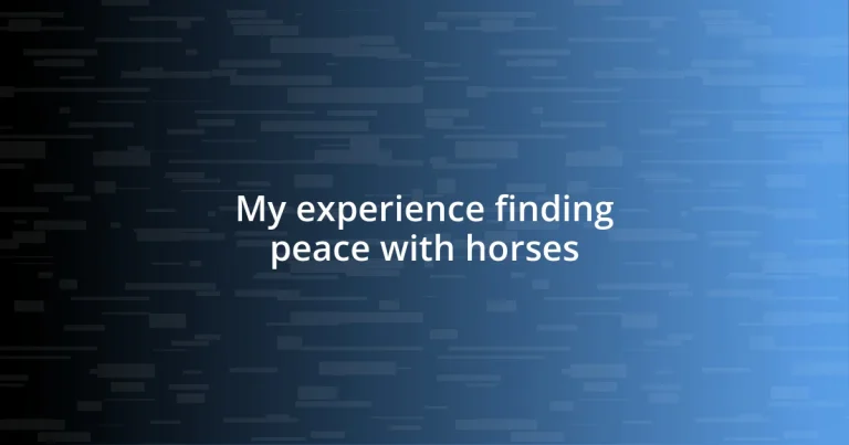 My experience finding peace with horses