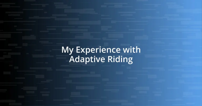 My Experience with Adaptive Riding