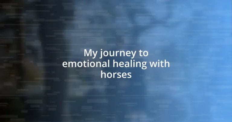 My journey to emotional healing with horses