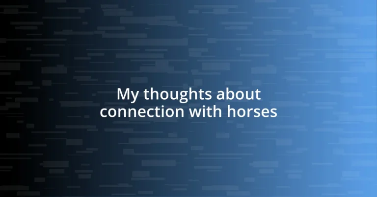 My thoughts about connection with horses