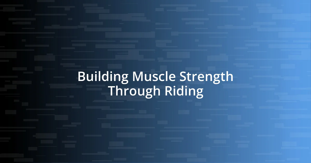 Building Muscle Strength Through Riding