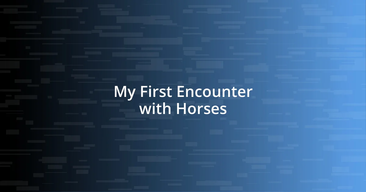 My First Encounter with Horses